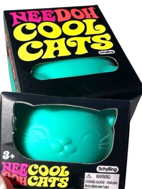 🆕 NEW - RARE 💚 NeeDoh “Cool Cats” TEAL Green Squishy Fidget Toy by Schylling